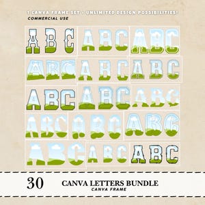 Canva Letters Bundle customized lettering font bundle Trendy Canva frame bundle Canva monogram bubble letter varsity college letters doodle