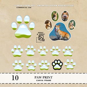 Dog Canva frame Dog Paw Pet dogs Canva frames bundle Canva Pet Dog paw SVG Canva custom frame Dog silhouette Canva frame Dog PNG Paw print