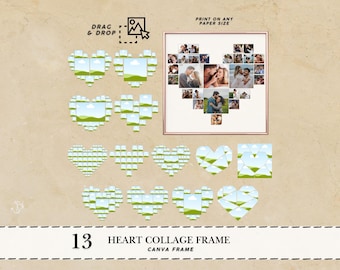 Heart frames Collage Heart shape photo Heart Canva photo collage Canva frames valentine heart gifts couple photo collage Canva love frames