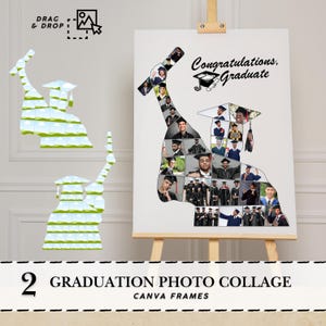 Graduate photo collage Graduation Welcome Sign Set Canva Template Editable Photo Poster Graduation Yard Sign Graduate Printable Canva Frames