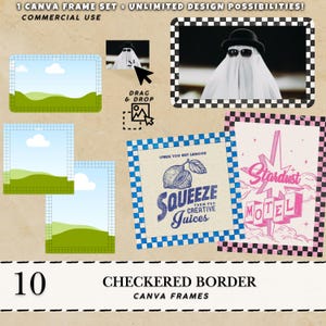 Checkered PNG designs checkered frames Trendy Canva frames Distressed checkers Retro checkered clipart checkers PNG checkers svg Halloween