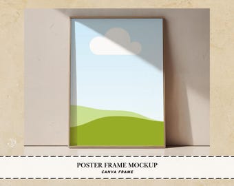 Poster frame mockup Canva wall art poster mockup vertical wall frame drag and drop Canva frame Canva wall art frame boho poster frame mockup