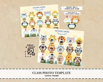 Class photo gift Pre-school class composite Template school photo collage daycare template class photo collage pre-school photo frame Canva