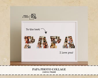 Collage de fotos PAPA Collage de fotos personalizado Día del padre Regalos personalizados para papá Marco de fotos para papá Regalos personalizados para papá Plantilla de lienzo de collage