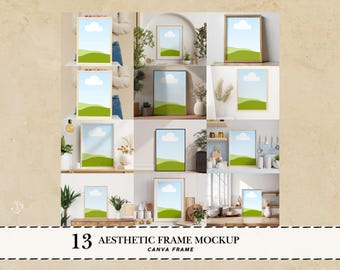 Canva wall art poster mockup Gallery wall mockup frames Canva bundle mockup drag & drop vertical frames mockup canvas frames mockup bundle
