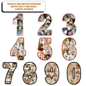 Create meaningful memories with this Number Photo Collage Canva Frames template. This editable photo collage template Canva design lets you easily add photos into number shapes to create a unique birthday collage photo numbers display. Perfect for milestone birthdays, anniversaries, and special celebrations, this Canva anniversary photo collage gift template is simple to customize and ideal for party décor, keepsake posters, and personalized digital designs.