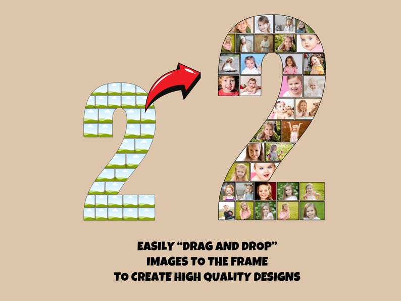 Numbers Photo Collage Template Canva Collage Numbers Photo Frames ...