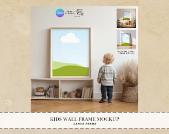 Baby Wall frames video Canva mockup baby room decorations wall art video mockup listing template frame mockup person animated mockup artwork