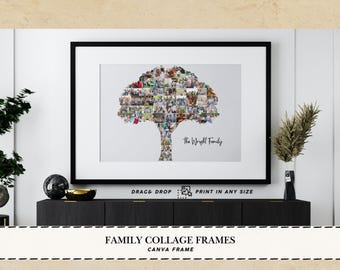 Familjefotoram collage foto släktträd anpassad släktträd väggkonst Canvas collage foto släktträd bilder familjefoto presentramar