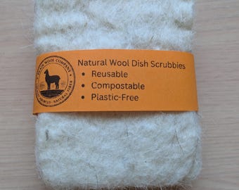 Wool Dish Scrubbies and Sponges - Navajo Churro Wool and Brown Merino wool - Handmade USA - Eco Friendly Kitchen