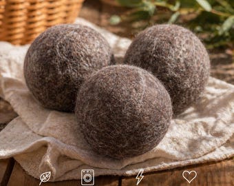 Natural Wool Dryer Balls – Set of 3 | Handmade | Undyed | Eco-Friendly Laundry Alternative