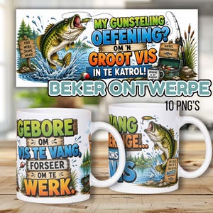 Grappige visvang Bekers PNG Bundel | 10 Afrikaanse Ontwerpe vir 11oz Bekers | Visvang Humor | Sublimasie PNG Aflaai
