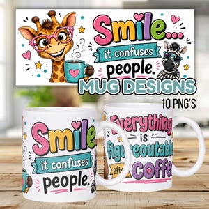 Paquete de imágenes PNG divertidas para tazas / 10 diseños humorísticos para tazas de 11 oz / Frases graciosas / Archivos PNG para sublimación digital