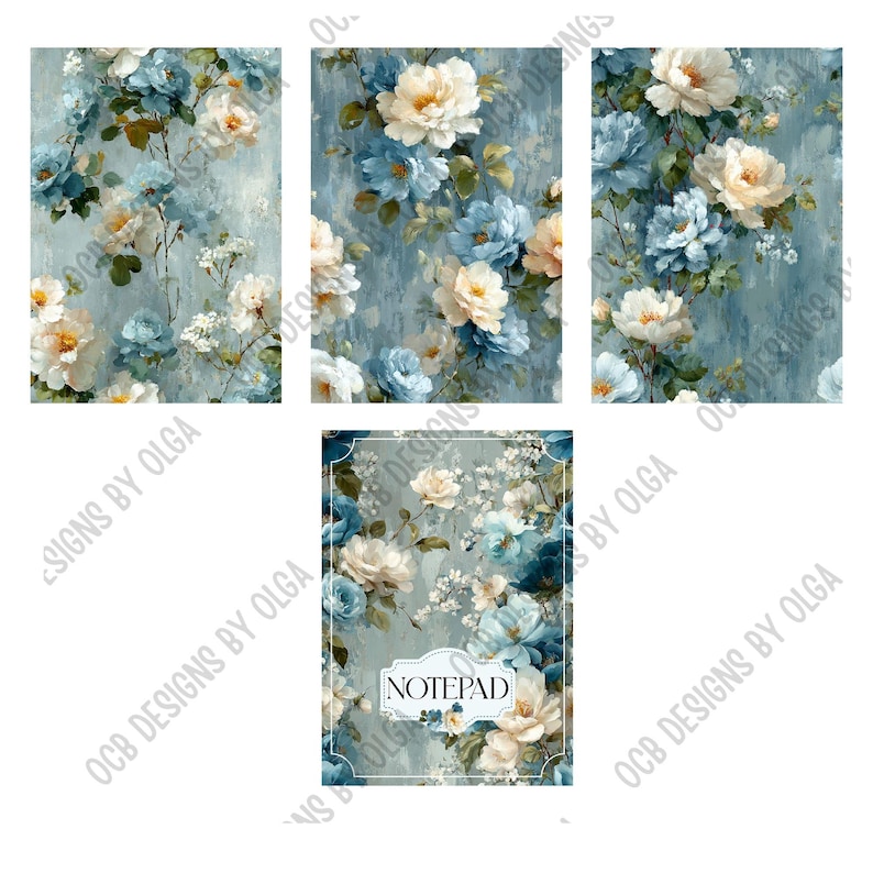 Watercolor Floral Notepad PNG Bundle | Printable Cover, Back & 6 Inside ...