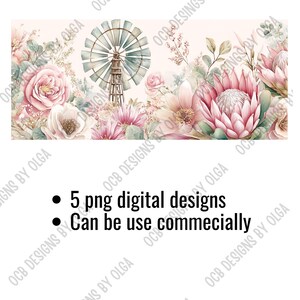 Watercolor Protea & Windpomp Mug Designs | Pink Hues | 5 PNG Digital ...