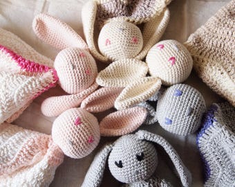 Organic Cotton Crochet Baby Comforter - Bunny