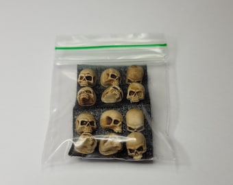 Teschi in miniatura dipinti: basette e diorami per wargame (confezione da 24, retro piatto)