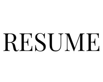 May include: The word "RESUME" in all capital letters in a black sans-serif font.