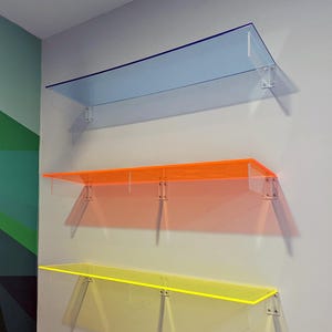 Fluorescent Acrylic Shelf, Single Shelf, Edge Glow Shelf, Lucite Acrylic Shelf