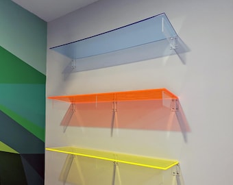 Fluorescent Acrylic Shelf, Single Shelf, Edge Glow Shelf, Lucite Acrylic Shelf