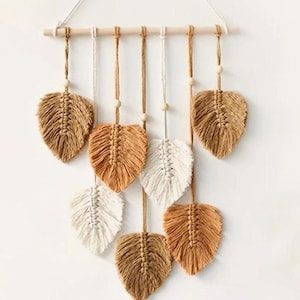 Macrame Leaf Wall Hanging for Living Room Macrame Wall Art for Bedroom Boho Home Decor New Home Gifts Farmhouse Decor Mid-Century Modern