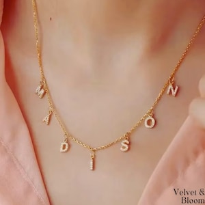 Personalisierte Anfangsname Halskette, Benutzerdefinierte Buchstabe Anhänger, Zirkon Alphabet Halskette, Gold oder Silber Edelstahl, Geschenk für sie
