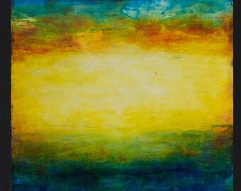 Abstract Acrylic Painting on Canvas – Blue, Gold, Contemporary Wall Art (24x24)