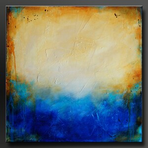 Parchment - 24 x 24 - Abstract Acrylic Painting - Textured Fine Art Contemporary Wall Art Original- Urban- Cobalt and royal blue