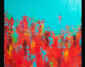 Carousel 19 - 36x36 Abstract Acrylic Painting on Canvas Contemporary Wall Art Vivid Large