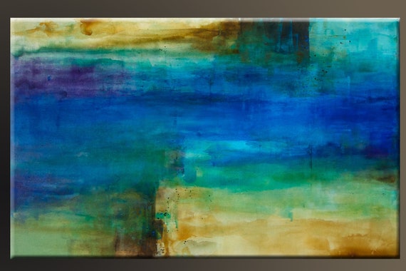 Washed Away 30x40 Large Abstract Acrylic Painting Acrylic Paint and Acrylic  Ink Original Wall Art-earth Colors Blue, Green, Brown 