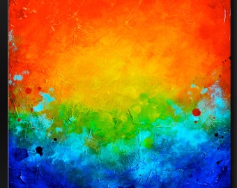 Textured Abstract Painting - Vivid Colors, Contemporary Wall Art (24x24)