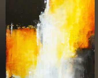 Gold Rush Abstract Acrylic Painting – Large Contemporary Wall Art (40x30)