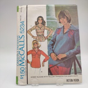 5234 Vintage McCall&#39;s SEWING Pattern Misses 1970s Shirt Top Blouse Medium ~ Cut