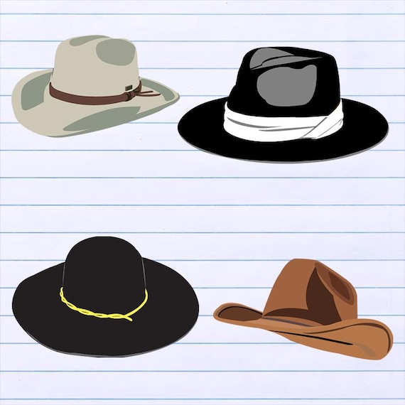 Cowboy Hat Cartoon Drawing SVG, Caricature Cowboy Hat Illustration