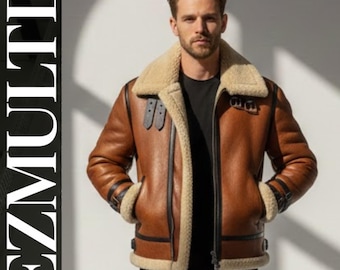 Leon Kennedy RE4 Sheepskin Bomber Jacket: Fur Lined Aviator Coat