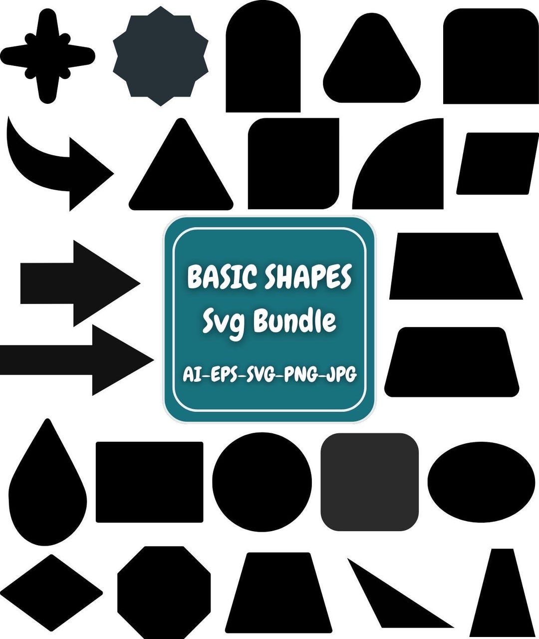Basic Shape Svg Bundle, Basic Shape Clipart , Banner Svg, Eps, Shapes ...