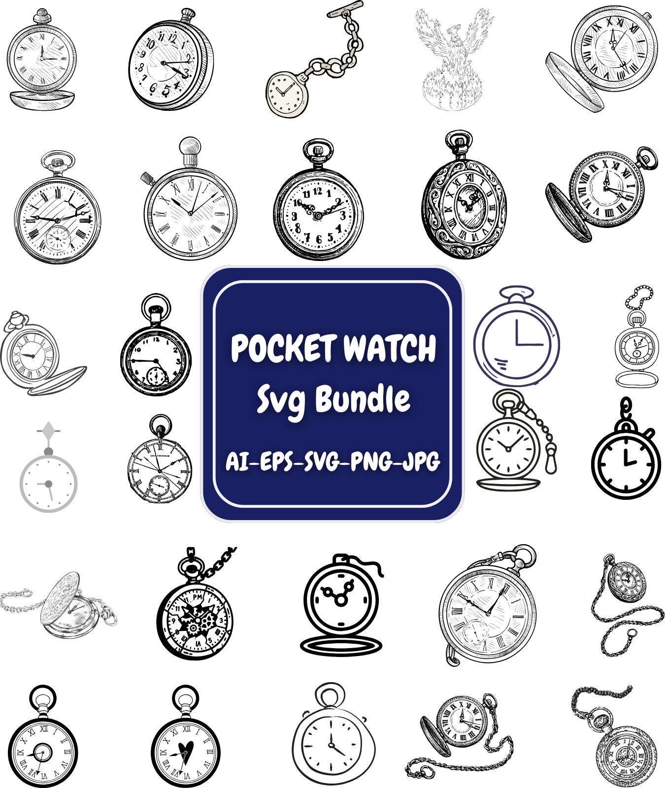 Watch Cut File Pocket Watch Svg Bundle, Vintage Pocket Watch Cut Files, Pocket Watch ...