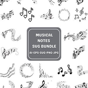MUSIC NOTES SVG,Music Notes Clipart , Music Notes Cut Files For Cricut , Music Notes Vector Music , Notes Svg Bundle  Jpg Files for Cricut