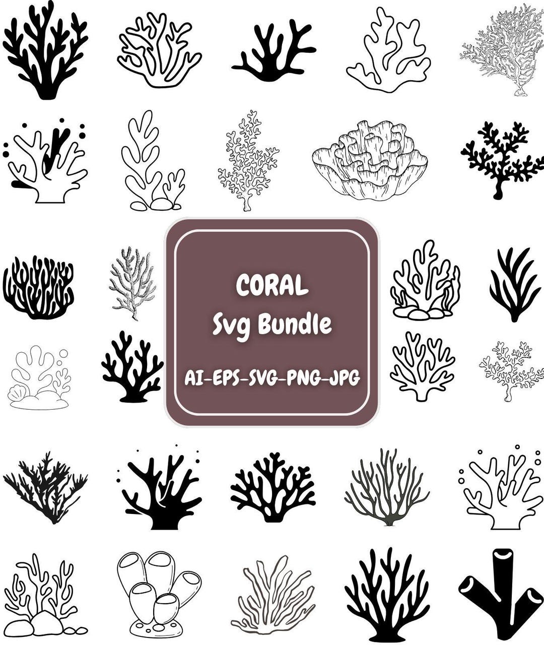 Coral SVG Bundle, Seaweed Png, Sea Plant, Coral SVG Cut Files for ...