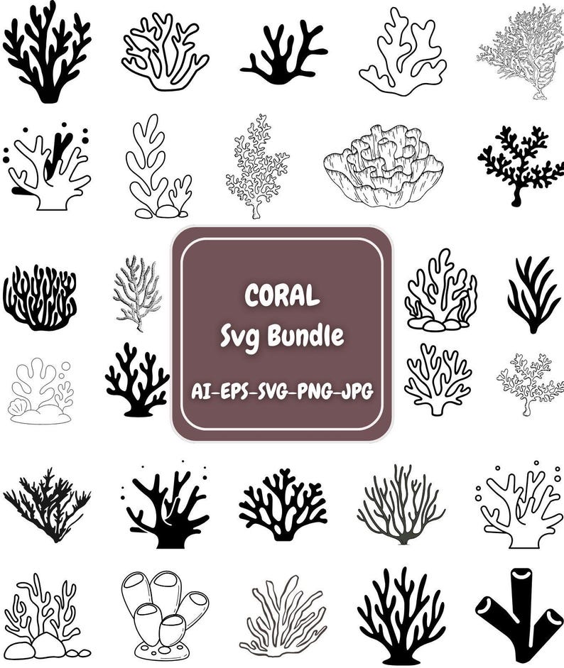 Coral SVG Bundle, Seaweed Png, Sea Plant, Coral SVG Cut Files for ...