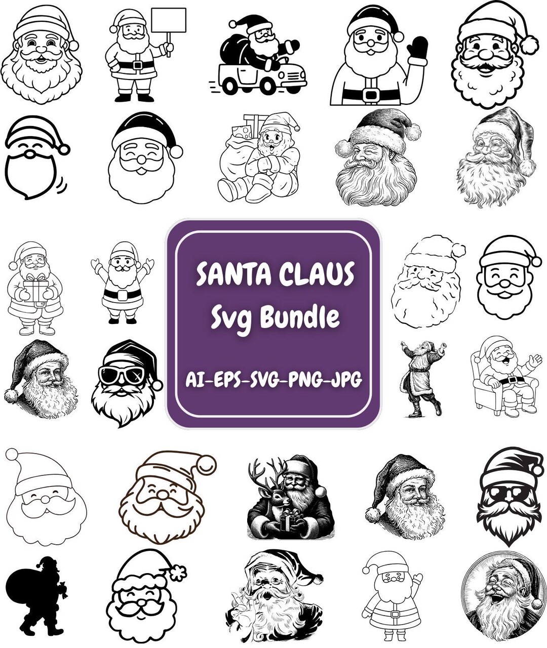 Santa Claus SVG Bundle , Instant Download Files Christmas Santa Svg ...