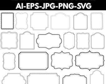 Pacote de SVG de Molduras Clássicas, Molduras Ornamentadas Vintage em SVG, Moldura Decorativa, Pacote de SVG de Molduras Clássicas de Luxo, Etiquetas Decorativas, Download Instantâneo