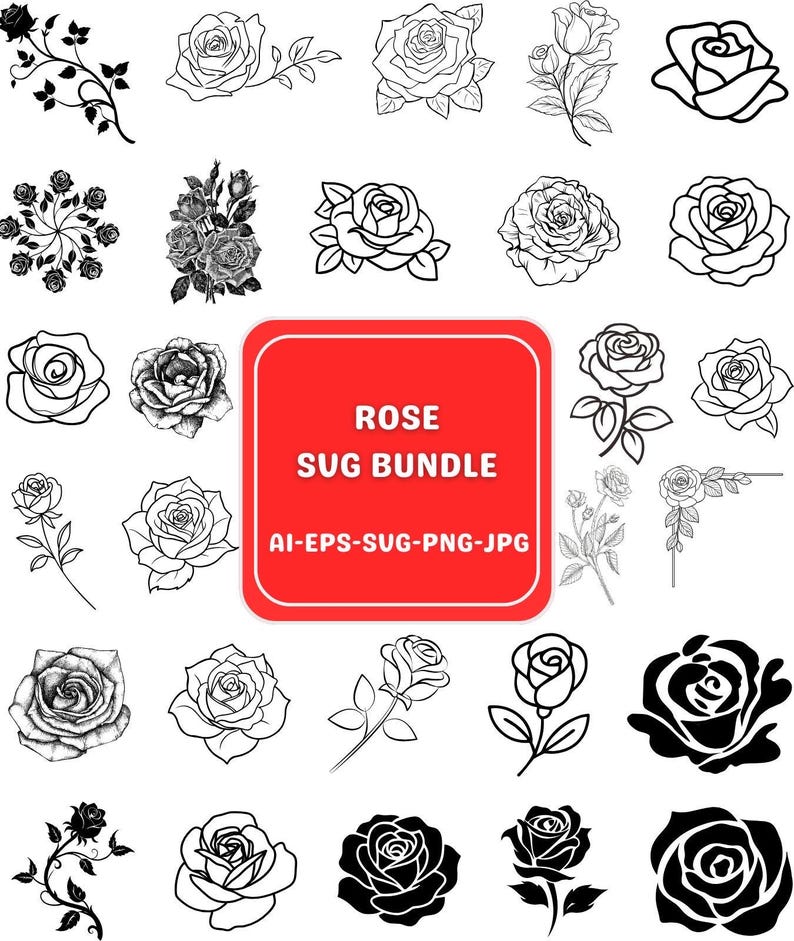 Rose SVG Bundle, Rose Clipart Bundle, Rose Svg Cut Files for Cricut ...