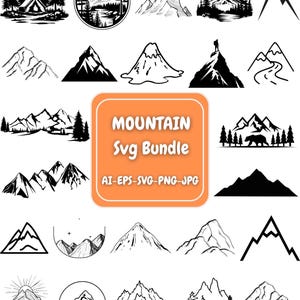 Mountains Svg Bundle, Instant Download, Silhouette Mountain and forest SVG bundle, sun svg, moon svg, trees svg, Nature Landscape Cut Files