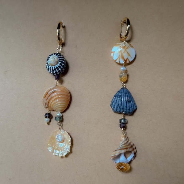 Handgefertigte Seashell Pearl Edelstein Ohrringe Maßgefertigt