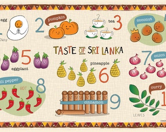 Kids Sri Lanka Food and Recipe Placemat