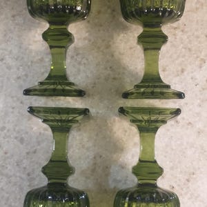 Vintage Barware Set of 4 Green Goblets