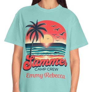 Camiseta personalizada para acampamento de verão, camiseta unissex com vibrações para acampamento de verão para adolescentes e adultos, camiseta personalizada com cores confortáveis, camiseta para acampamento de verão