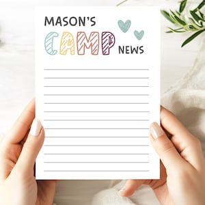 Personalisiertes Camp Briefpapier für Sommercamp Stationär für Camp Dankeschön Hinweis Camping personalisierte Notizkarte für Sleep Away Camp