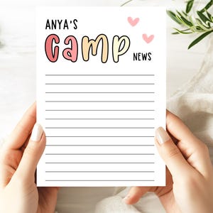 Personalisiertes Camp Briefpapier für Sommercamp Stationär für Camp Dankeschön Hinweis Camping personalisierte Notizkarte für Sleep Away Camp